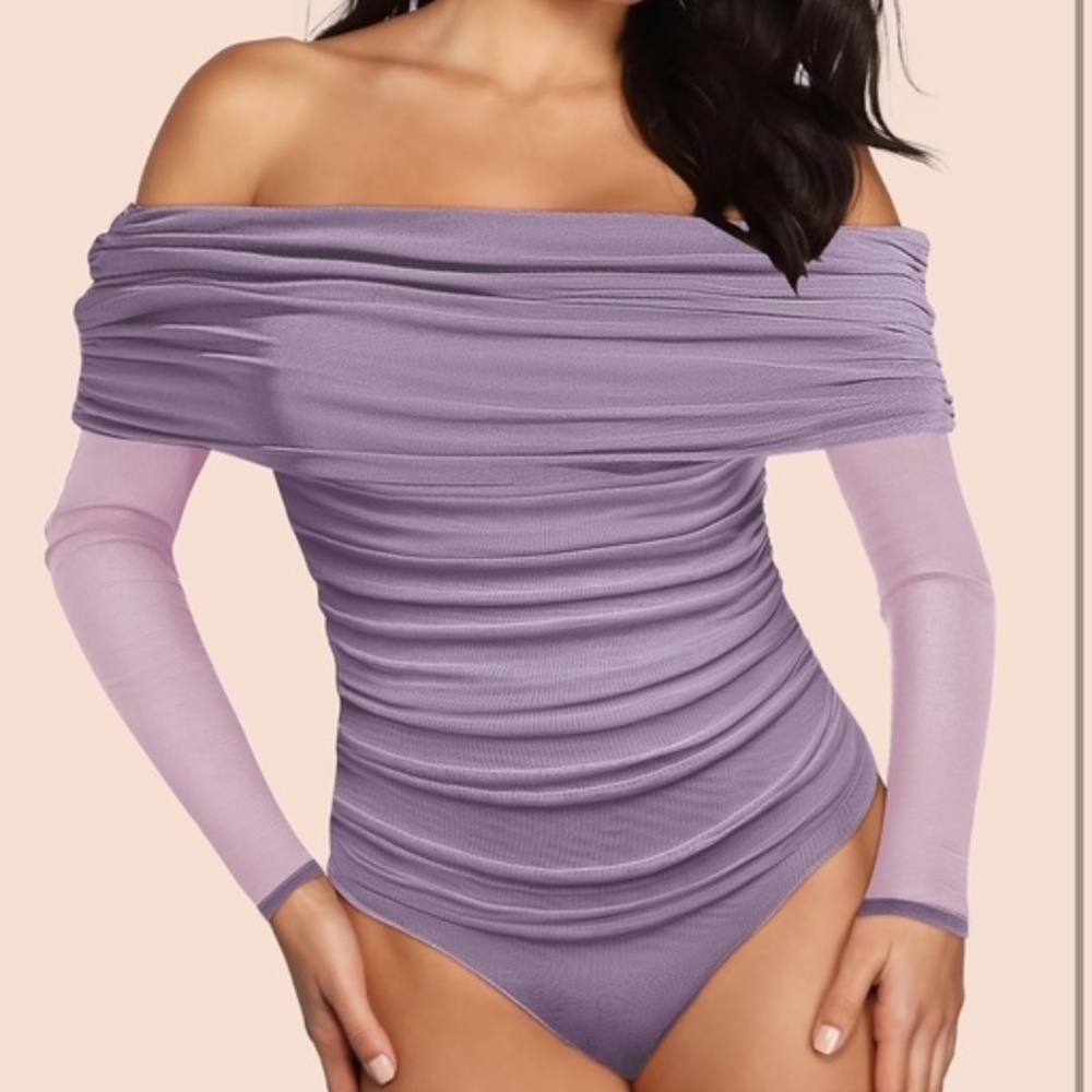 NEW! SAUNGKUAI Women's Off The Shoulder Long Sleeve Bodysuit